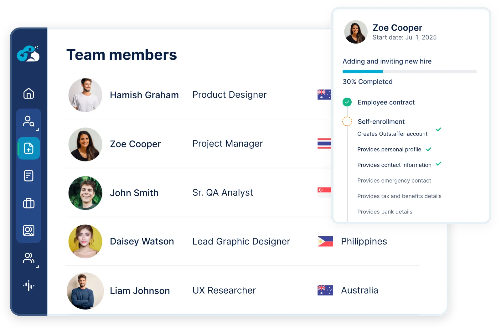 Outstaffer platform: candidate pipeline view