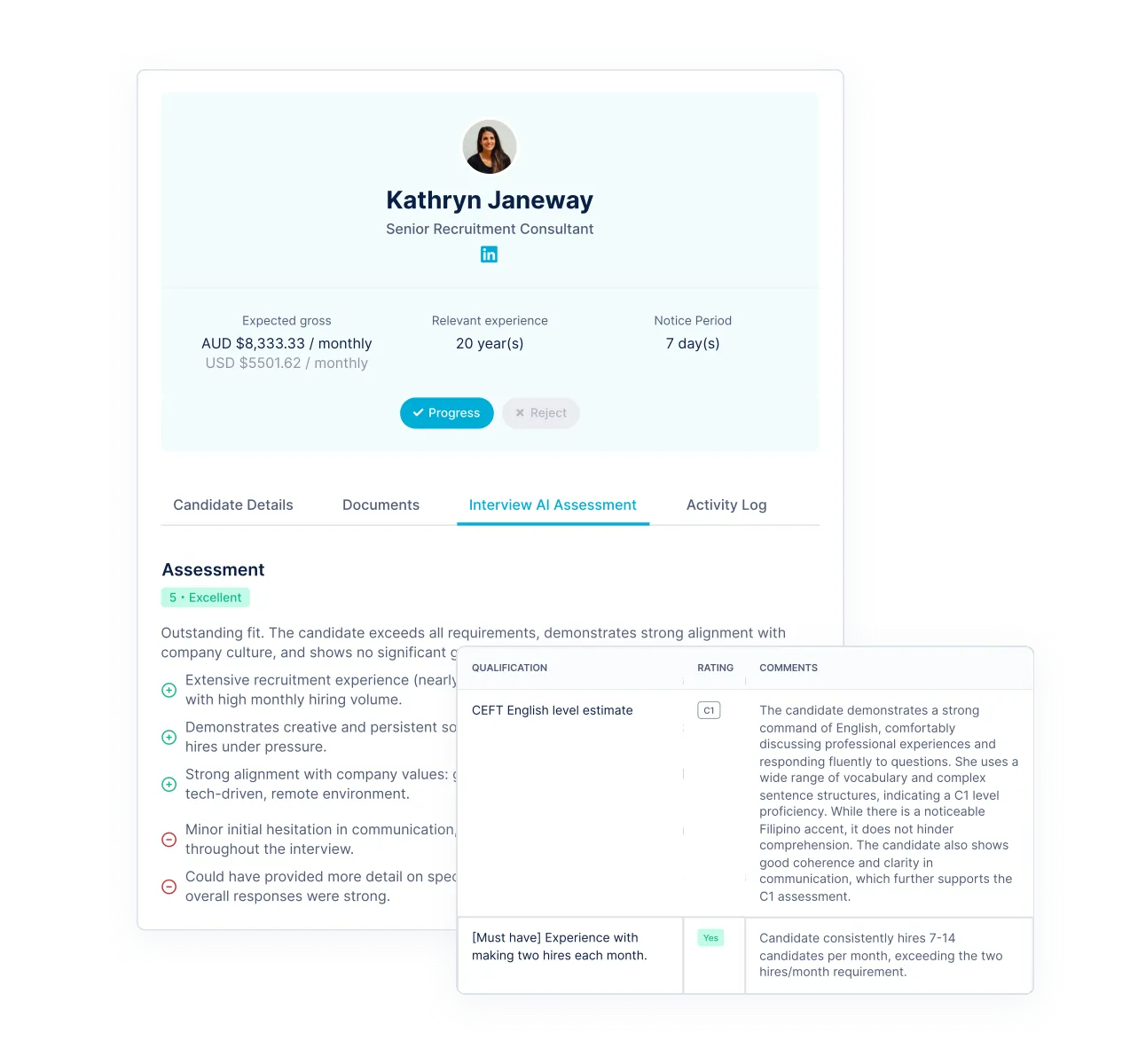Outstaffer platform: a validated candidate shortlist with scores and recommendations